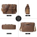 Messenger Bag for Men 15.6 Inch Canvas Laptop Computer Bag Leather Briefcase